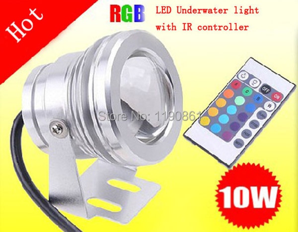 1000LM 방수 램프 IP67 RGB Led 수 중 빛 12v 10W 차가운 따뜻한 흰색 또는 16 색 변경